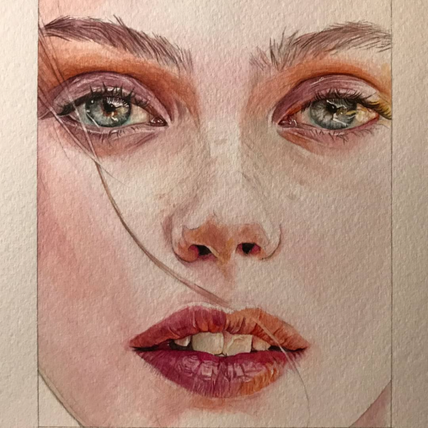 Рисование лица акварелью