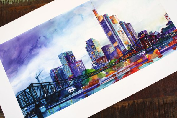 Рисунки акварелью город