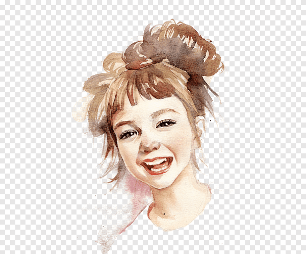 Лицо девочки акварелью