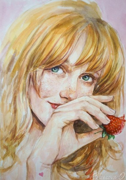 Портрет девушки акварелью