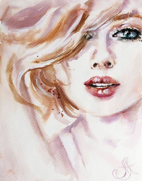 Женщина акварель