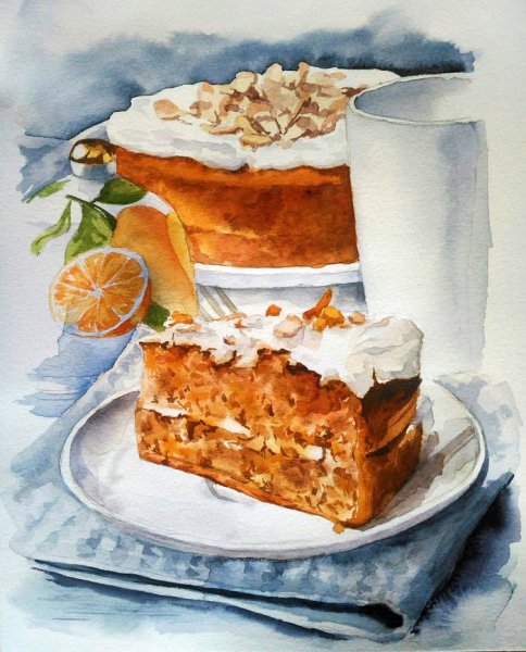 Акварельные иллюстрации пирог