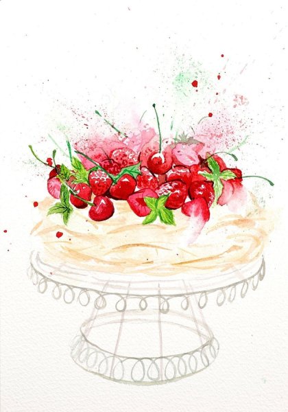 Акварельные сладости для визитки