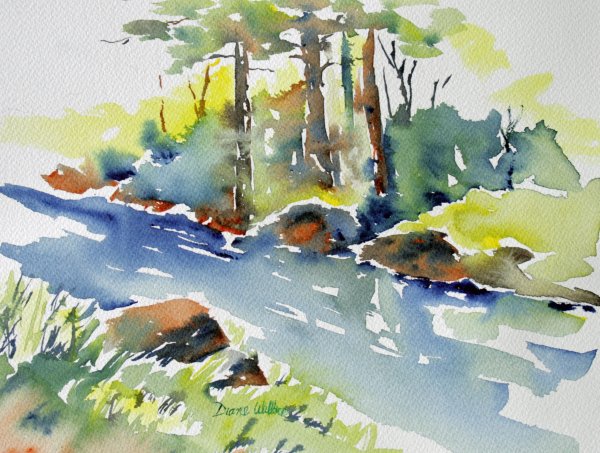 Ручей акварель