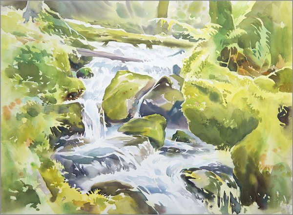 Ручей акварель
