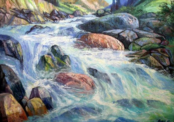 Горная река картины Игнатенко