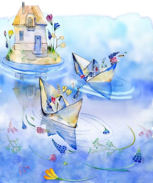 Пейзаж с водопадом в живописи для начинающих