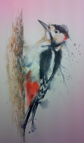 Дятел картина художника