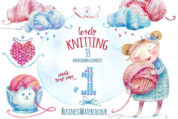 Акварельные иллюстрации Knitting