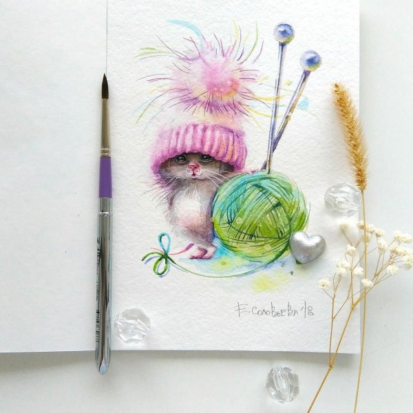 Акварельные иллюстрации Knitting