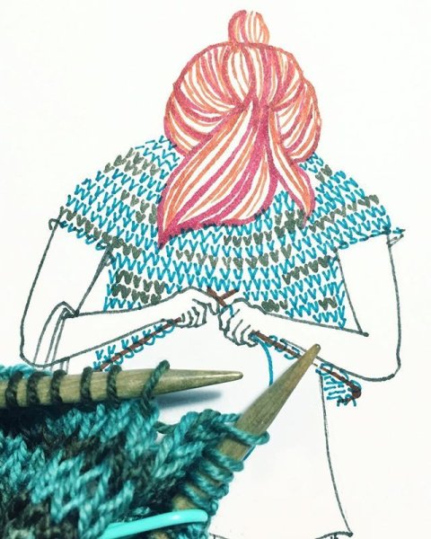 Девушка вязальщица