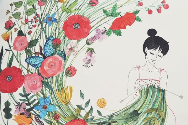 Вязание рисунок акварель