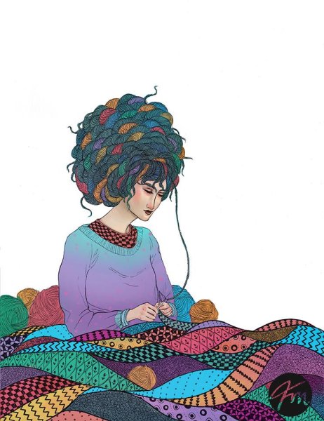 Иллюстрации вязальщица