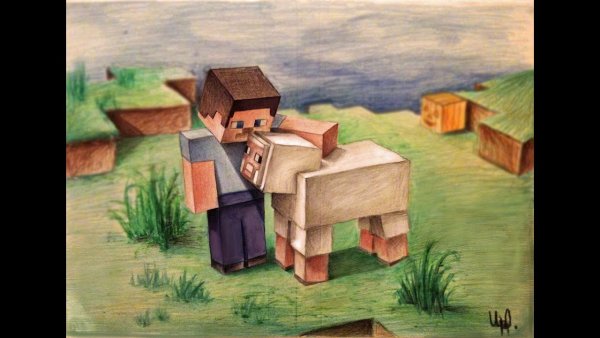 Майнкрафт акварель