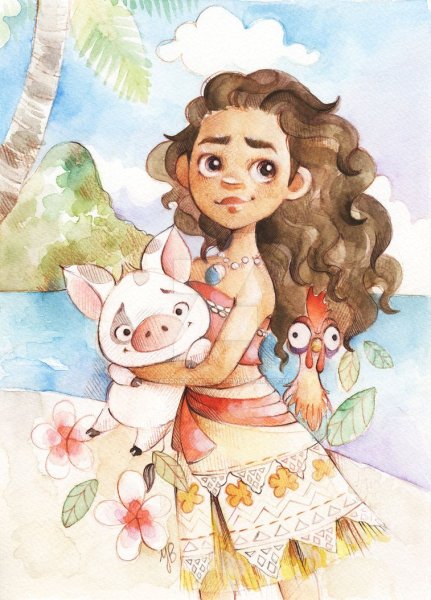 Герои мультфильмов акварель