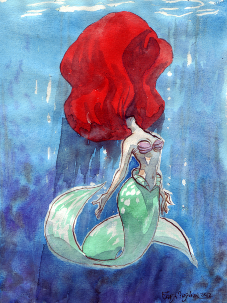 Дисней акварель принцесса Ариэль