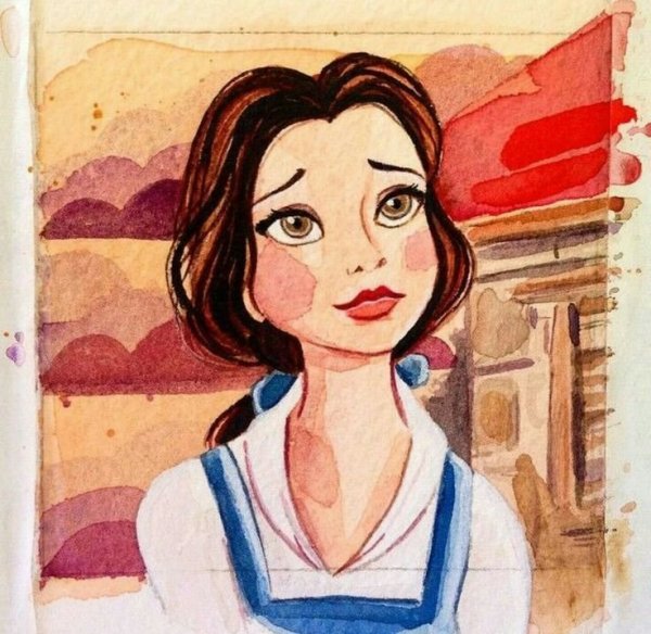 Диснеевские принцессы акварелью