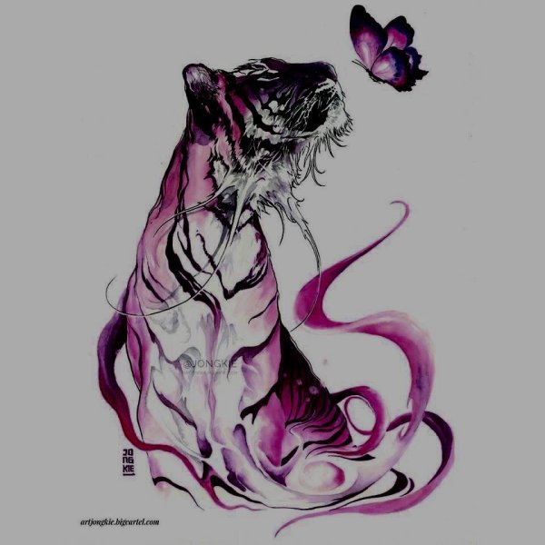 Тату пантера акварель