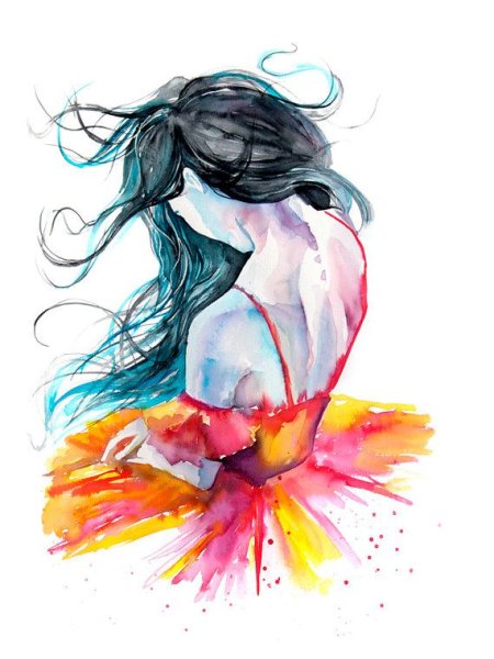 Акварельный силуэт девушки