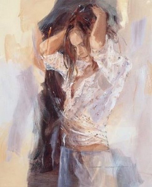 Акварель девушка в белом