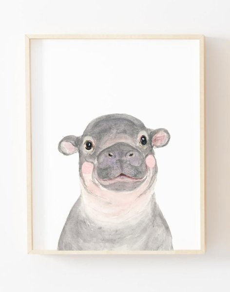 Бегемот акварелью