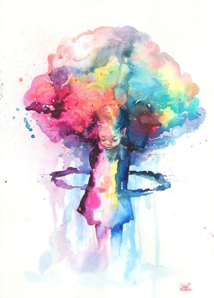 Акварель Лора зомби