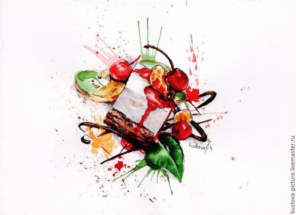 Закуски рисунок акварелью