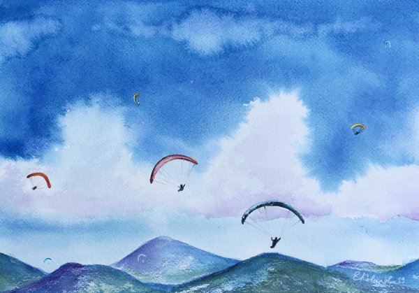 Парашютист картина маслом