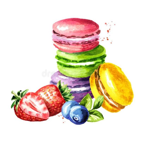 Макаронс рисование акварель