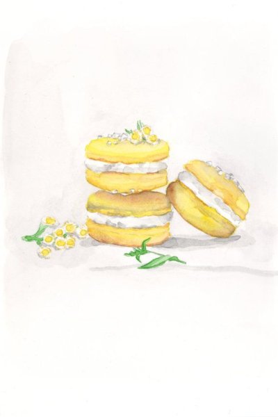 Пирожное макарон акварель