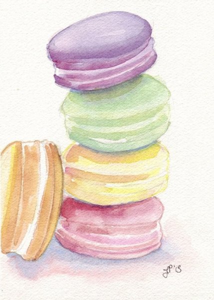 Скетчи акварелью макарун