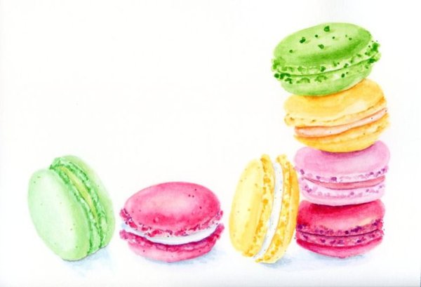 Акварельные сладости макарон