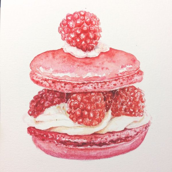 Акварельные сладости макарон