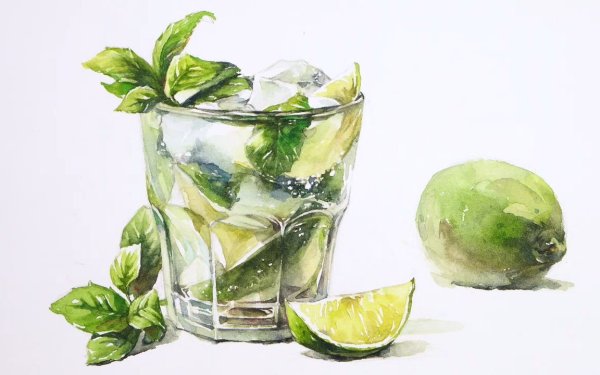 Мохито акварель