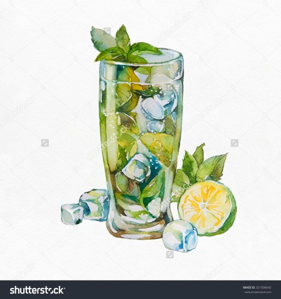 Коктейль скетч акварель