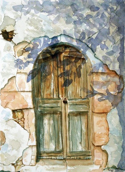 Акварель окно с цветами