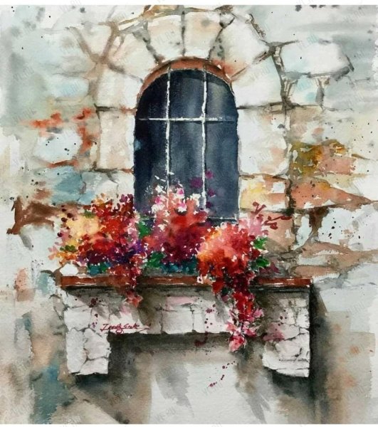 Окно акварель