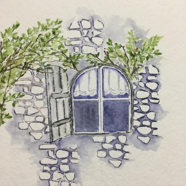 Дом акварелью