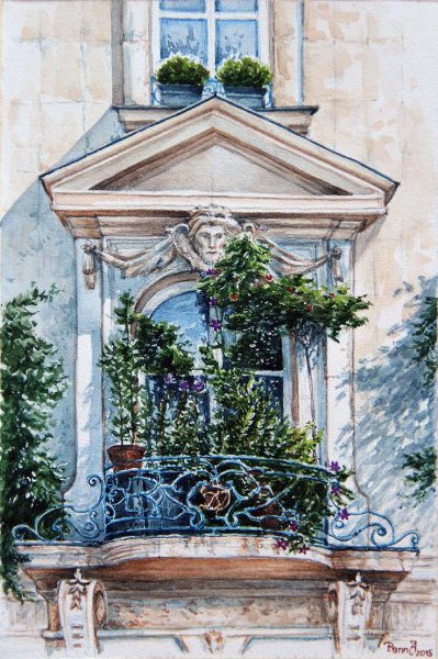 Дверь акварелью