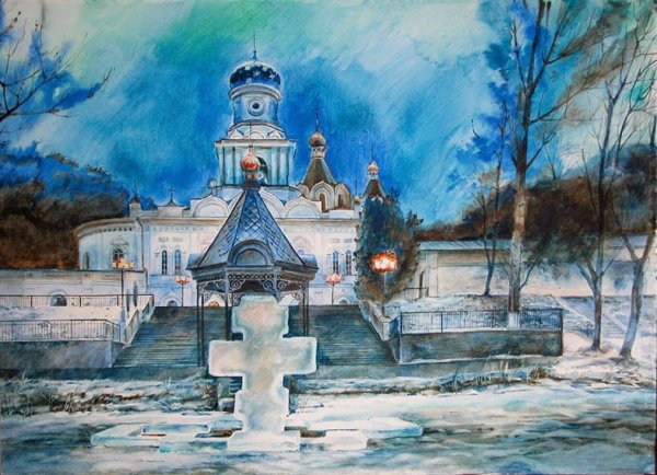 Кустодиев водосвятие