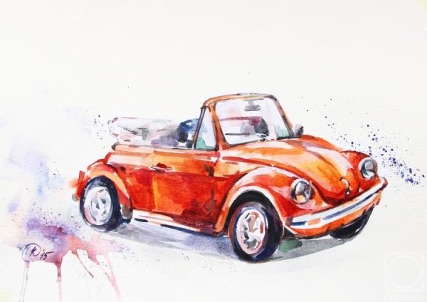 Автомобиль акварелью