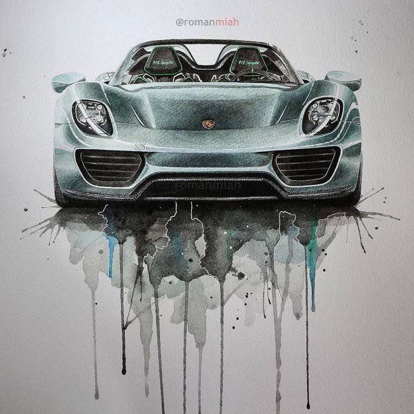 Автомобиль акварелью