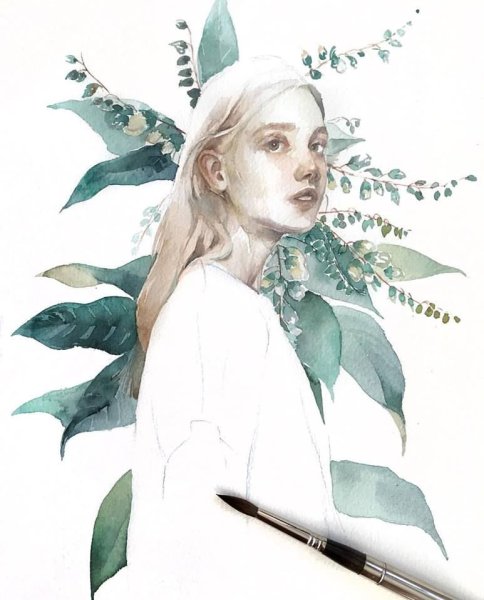 Альбинос арт акварель