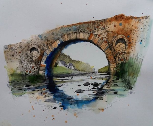 Мост акварелью