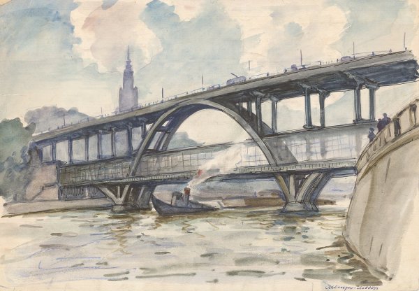 Лужнецкий мост МКЖД живопись