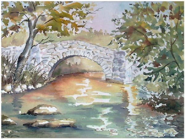 Мост акварелью