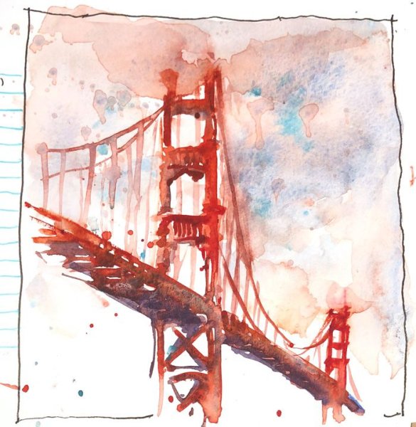 Мост акварелью