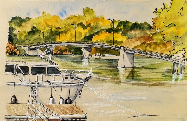 Мост акварелью