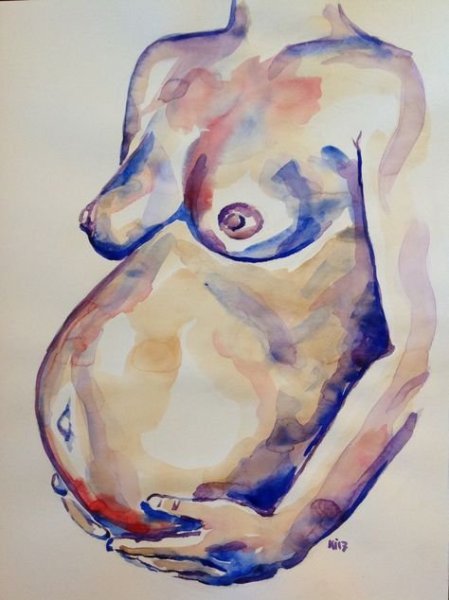 Беременность акварель