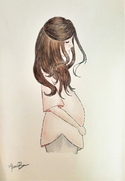 Акварельный рисунок беременность